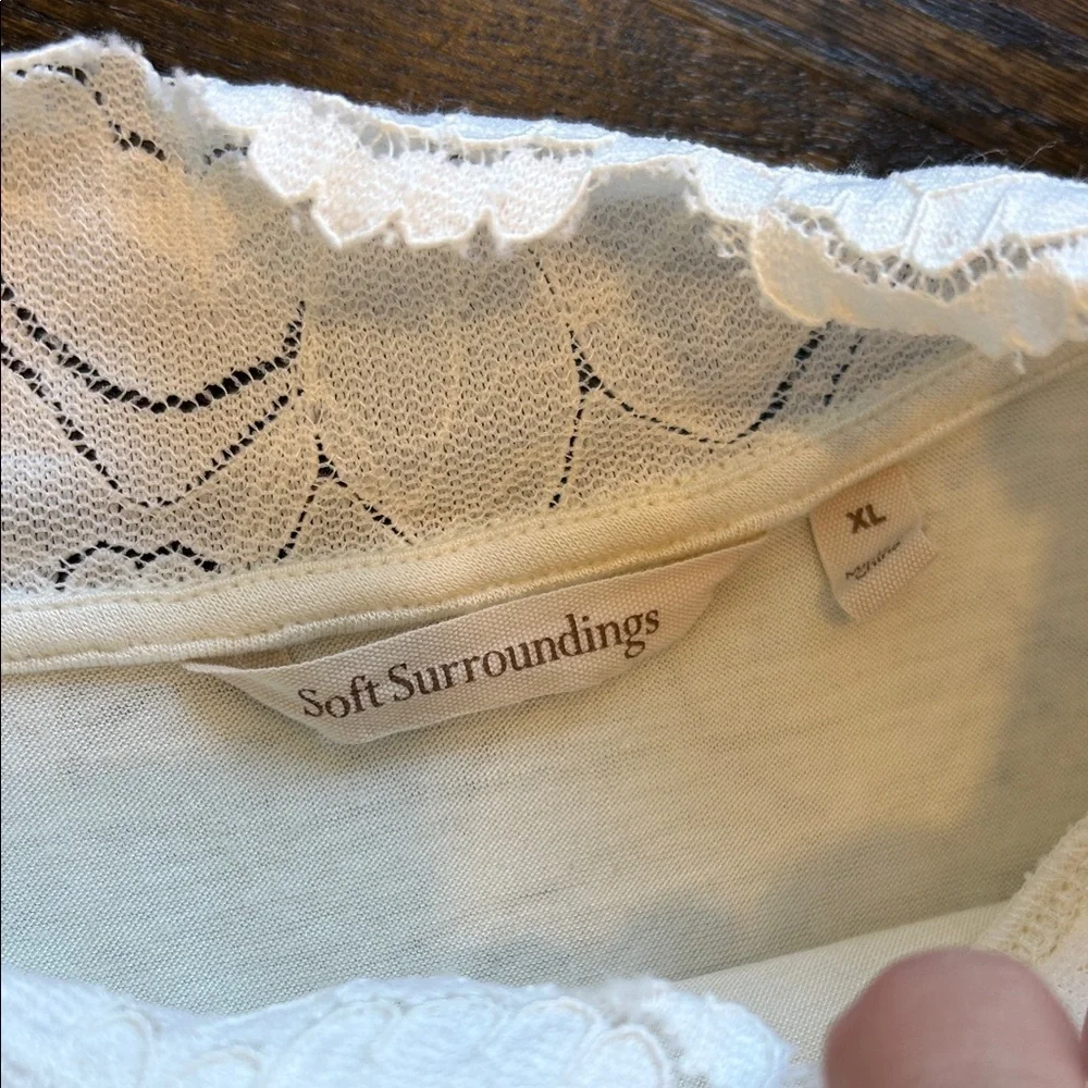 Soft Surroundings Camarra Lace Mock Neck Tunic Blouse XL Feminine Cottagecore - Picture 2 of 15